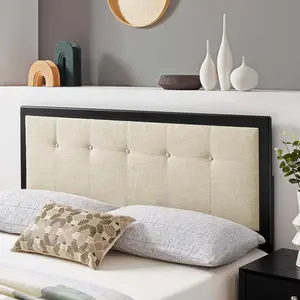 Modway Draper Tufted King Fabric and Wood Headboard in Black Beige