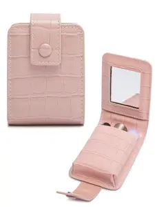 Ladies' small makeup bag with mirror makeup storage bag, portable hand-held makeup lipstick storage bag, lipstick organizing box, daily portable travel, travel essential, suitable for perfect gift selection, Christmas gift, Valentine's Day gift, ideal gif
