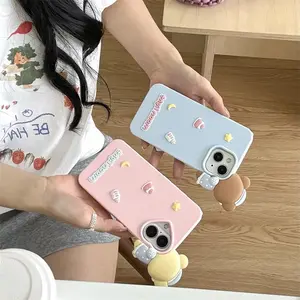 Cute Bear Pattern Phone Case, 3D Silicone Phone Protective Cover, Phone Accessory Compatible with iPhone 13 14 15 16 Pro Max, Casing