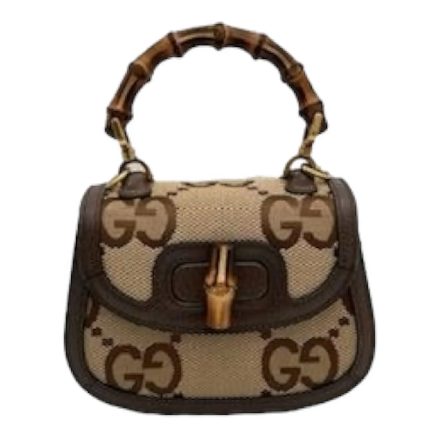Pre-owned GUCCI Leather/Cloth Crossbody Bags Bamboo 1947 Jumbo GG Mini Shoulder Bag