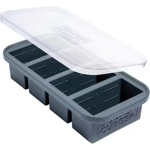 1 Cup Silicone Freezer Molds - Soup Cubes Perfect for Storing Broth, Rice, Leftovers and More - Silicone Freezer Trays with Lids for Meal Prep - Charcoal - 1-Pack