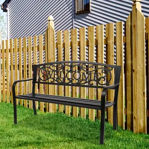 Karl Home 50-inch Cast Iron Outdoor Bench: Welcome Backrest Design