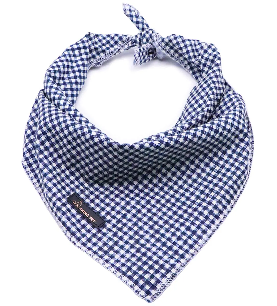 ARING PET Dog Bandanas, Navy Plaid Kerchief Triangle Bibs Scarf for Puppy Small Medium Large Boy Girl Dogs Cats-S