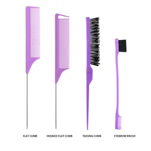 3-Piece Hair Styling Comb Set, Hair Care Comb, Flat Comb, Teasing Comb, Eyebrow Brush, Multi-Purpose Hair Tool Kit, Detangling, Volumizing, Grooming