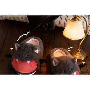 Winter Cute Bat Halloween Cotton Slippers Unisex Fashion Bedroom Couple's Warm Comfortable Slippers