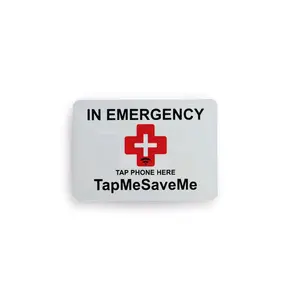 TapMeSaveMe NFC Emergency Contact Sticker for Helmet Gear Safety ID Red Cross Symbol Tap Phone Here Instruction Weatherproof Durable