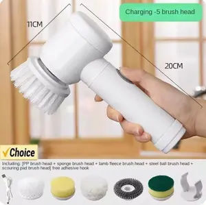 NYNY,Electric Spin Scrubber,Bathroom Cleaning Brush Power Scrubber with 5 Replaceable Brush Heads, Electric Cleaning Brush
