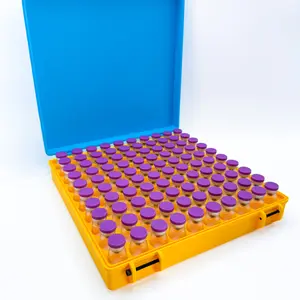 100 Count 3mL Peptide Vial Organizer Case Box - Holds 100 x 3mL Vials, Peptide Storage Bin with Lid for Refrigerator and Freezer, Multiple Colors