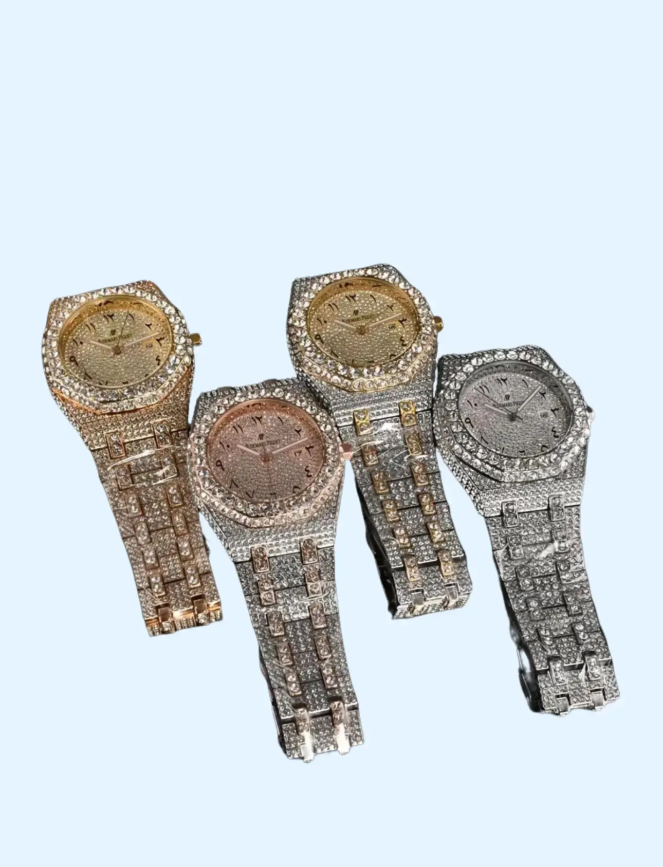 Gold, silver, and rose gold diamond-studded oval dials, silver diamond-studded bezels, 40mm, diamond-studded bracelet, elegant and fashionable mechanical watch