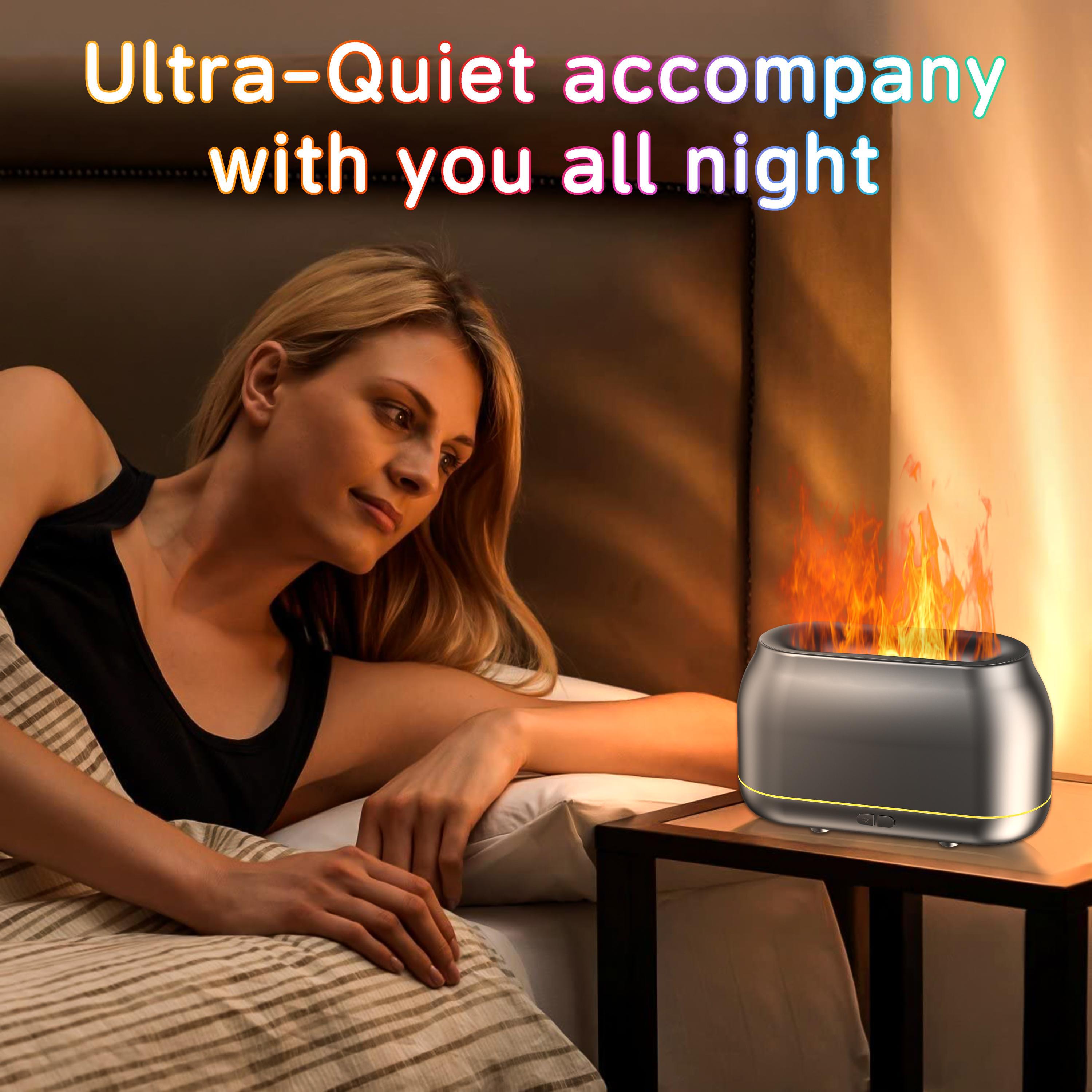 Colourful, safe, pulsating flame aroma diffuser, humidifier, with colour-changing feature