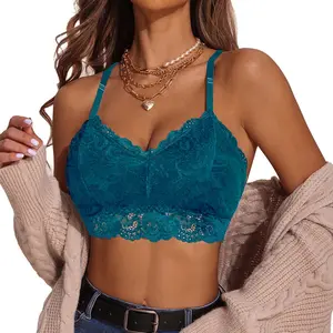 Avidlove Lace Bralettes for Women Padded Bralette Camisole Racerback Crop Top Floral Lace Bralettes V Neck