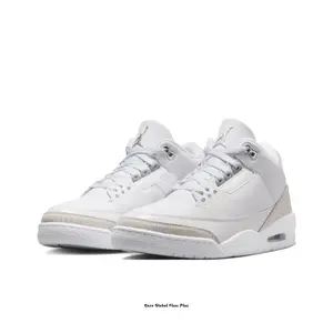 Pure White Leather Mid-Top Sneakers with Tone-on-Tone Elephant Print and Silver Metallic Accents