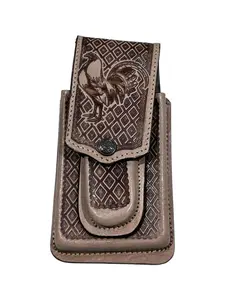 Funda Celular Vaquero Gallo de Piel Funda Telefono Navaja Western Style Leather Phone Holster Rooster