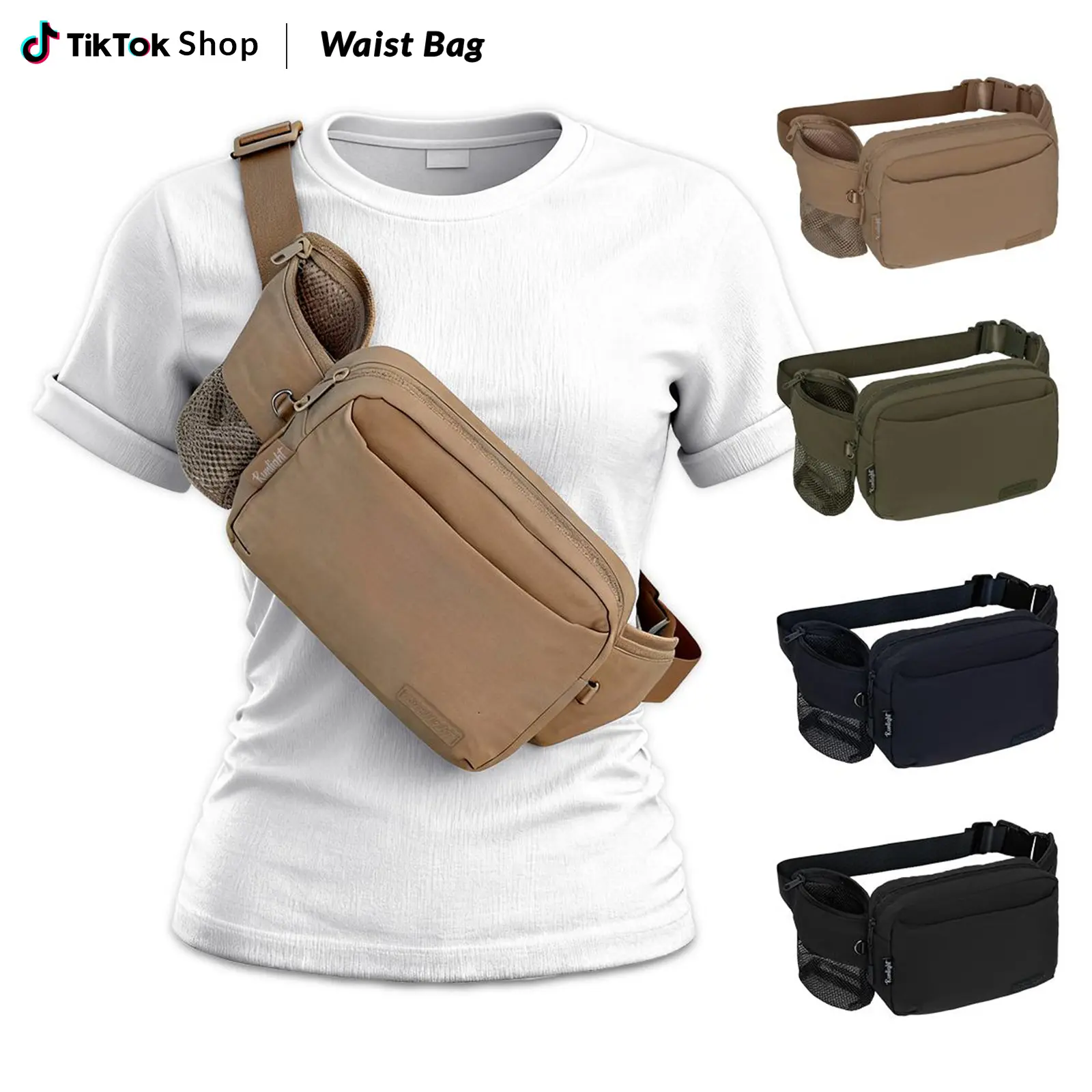 multi bag Crossbody Bag,Water Bottle Holders Belt,Waist Pack Fit All Phones,Fashionable Unisex Bag,Fanny Pack for Hiking Walking Running Jogging Camping Women Men