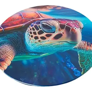 Sea Turtle Design Round Tempered Glass Cutting Board for Ocean Vibe Kitchen Accessories - Chopping, Knives Colorful cutting board butcher block glass cutting board