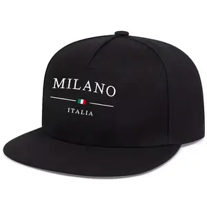 Snapback Hat with Milan Italy Flag Print, Streetwear Fashion Cap, Unisex Casual Outdoor Wear, All Seasons