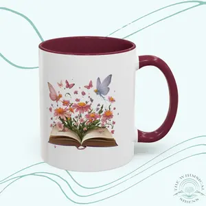 Whimsy 11 oz Glossy Ceramic Reusable Mug, Colorful Washable Kitchenware Drinkware for Daily Use, Reuse