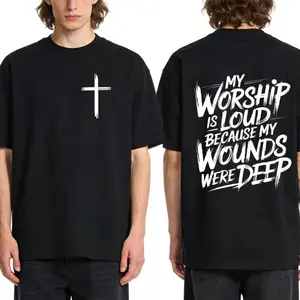 My Worship Is Loud Because My Wounds Were Deep Unisex Washed Christian Shirt, Christian Scripture T-Shirt, Vintage Retro Washed Shirt Double Sided Printed