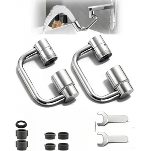 2 Pack U Shaped Faucet Extender, 1440° Rotatable Adapter 2 Modes Adjustable 360° Rotating Aerator Extension for Kitchen Bathroom Sink(2) sink faucet