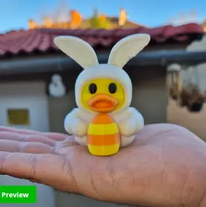 Easter Bunny 3D Printed Duck  - Collectibles