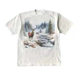 Retro Deer Snowy Nature 90s Shirt, Vintage Mystical Deer Nature Camping Outfit, Boho Unisex Adult Shirt, Nature Wildlife Shirt, Hunter Shirt Tops