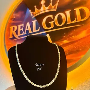 Cadena de Oro Real 10K Estilo Soga (Rope) – 4mm 24”