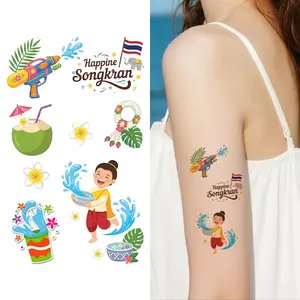 Yunnan Water Festival Temporary Tattoo Stickers, Long-Lasting Waterproof Fake Tattoos, Realistic Unisex Designs for Arms Legs Back