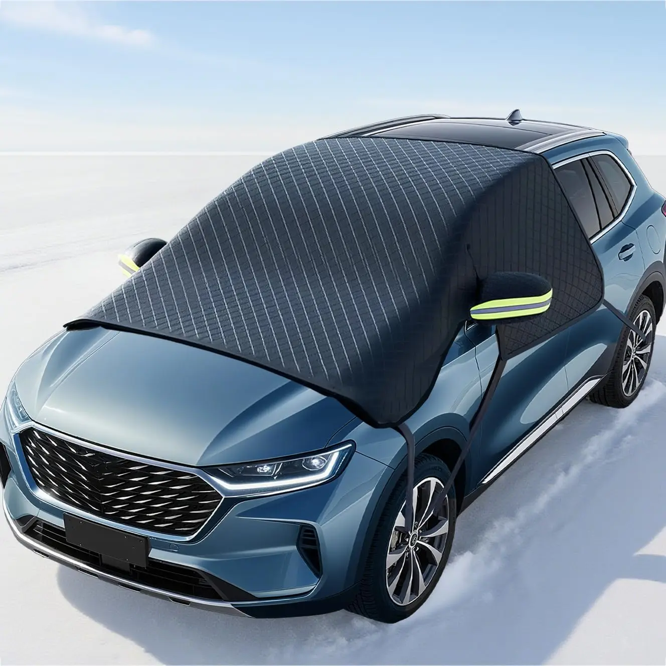 Universal Car Windshield Frost Shield - Durable Magnetic Winter Protection with Side Window, Rearview Mirror Cover, Fits Most Cars, SUVs, Trucks (Guards Against Ice, Hail)