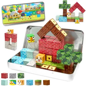 35-piece magnetic toy set with iron box for easy storage, forest-themed DIY shapes, educational learning toy set, suitable as birthday and Halloween gifts for teenagers