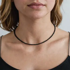 Tiny Gemstone Beaded Choker Necklace, Dainty Faceted Gemstone Beaded Necklace, Waterproof Crystal Beaded Choker, Mother's Day Gift, gift for her