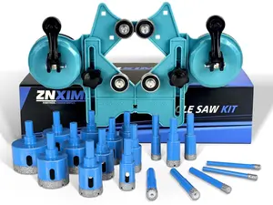 Tile Hole Saw Kit, ZNXIMER 20PCS Diamond Hole Saw Kit with Double Suction Cups Tile Hole Saws Guide for Ceramic, Glass, Porcelain Tiles, Marble, Granite and More Drilling.