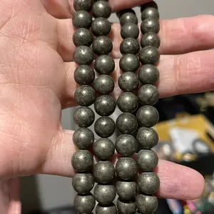 8mm pyrite crystal strand