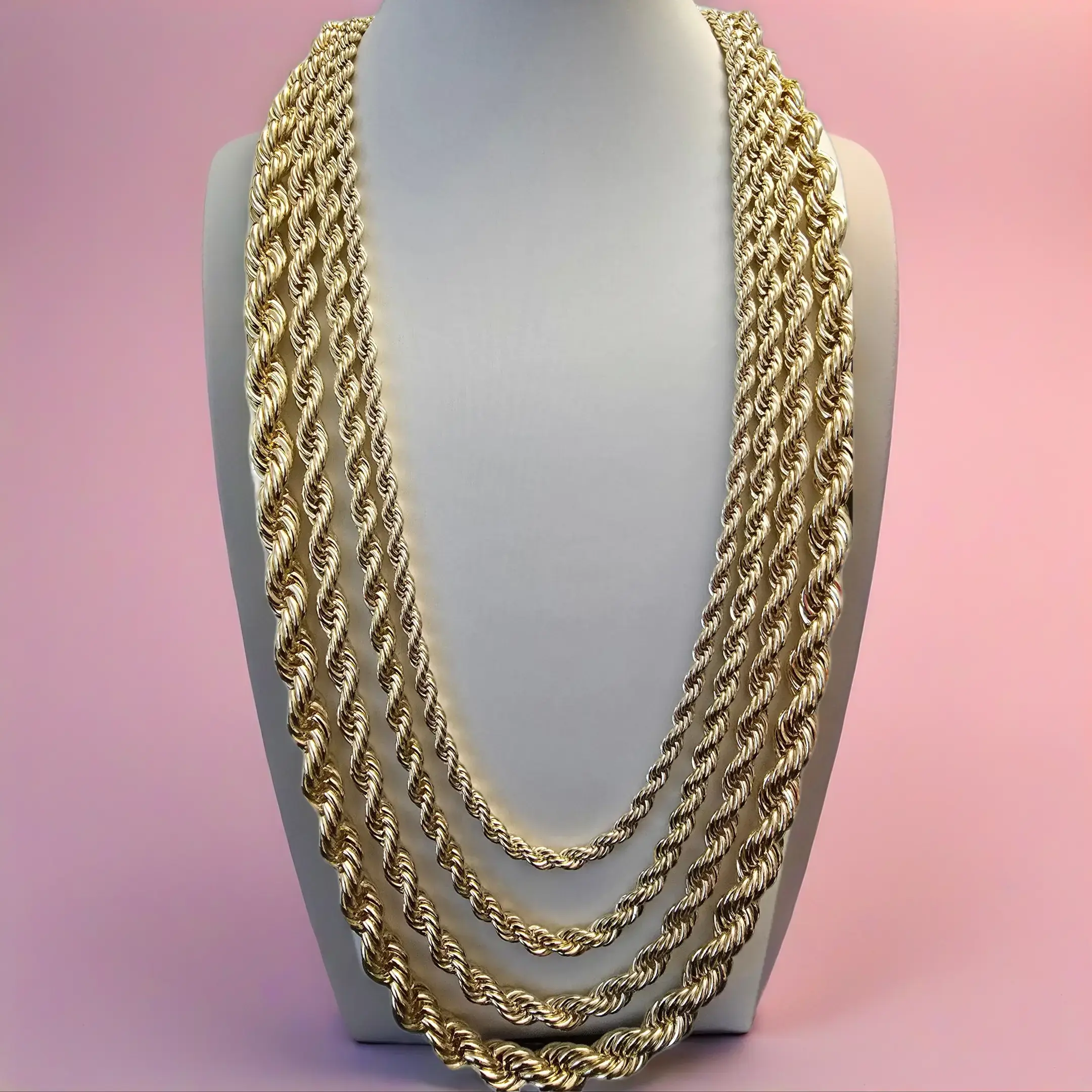 Rope Link Chain in 4mm, 5mm, 6mm, or 8mm - 21 or 23 Inch Lengths Twisted Rope Link chain