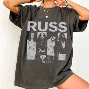 Comfort Colors Russ T-Shirt for Russ Concert Into the Wild Tour Tee with Cash Stack, Unisex Garment-Dyed Shirt, Music Festival Apparel