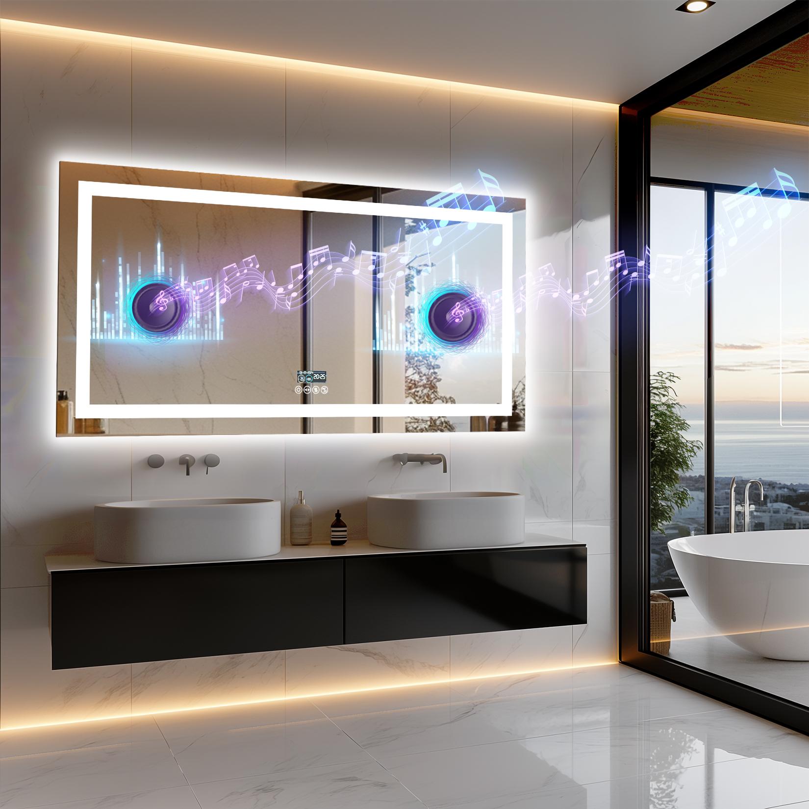LumiBased Rectangular LED Mirror Light with bluetooth