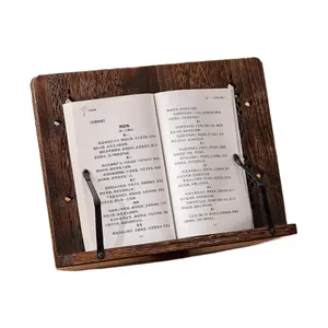 Book Stand with Page Clips, Foldable Reading Rest Holder, Portable Desktop Bookstand for Cookbooks, Tablets, PC & Music Documents