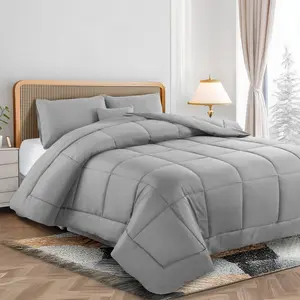 Hannah Bedding 5-Pc Solid Comforter Set -Ultra-Soft Microfiber Comforter with Pillowcases & Bed Skirt - Breathable Down Alternative Comforter Set - All-Season Warm Cozy Autumn Comforter Set- Machine Washable