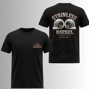 Stainless Diesel 5 Blade Mafia Twin Turbo T-Shirt, 2 Sides, Stainless Diesel Performance Graphic Tee