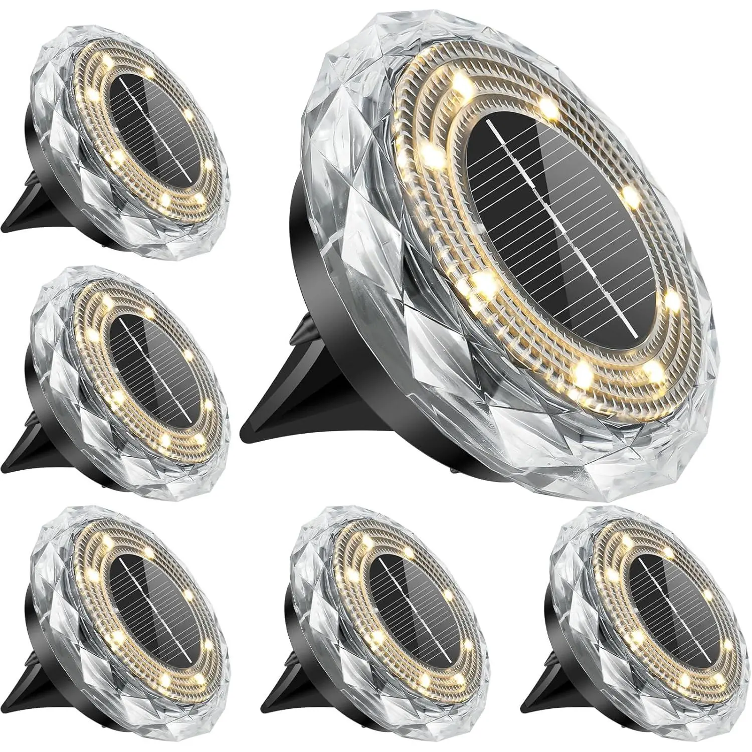 8Pcs Solar Ground Lights Outdoor, Solar Lights Waterproof Landscape Lighting, Stainless Steel Decorative Ground Lamps for Patio Pathway Lawn Yard Deck Driveway Walkway (Warm White)