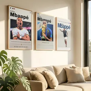 Famous Athlete M-Mbappe Poster Peel & Stick Poster Set Wall Art – Self-Adhesive Aesthetic Room Decor | Gallery-Quality Waterproof Fade & Scratch Resistant Prints | Living Room, Bedroom, Dorm Home Decoration Multiple Sizes