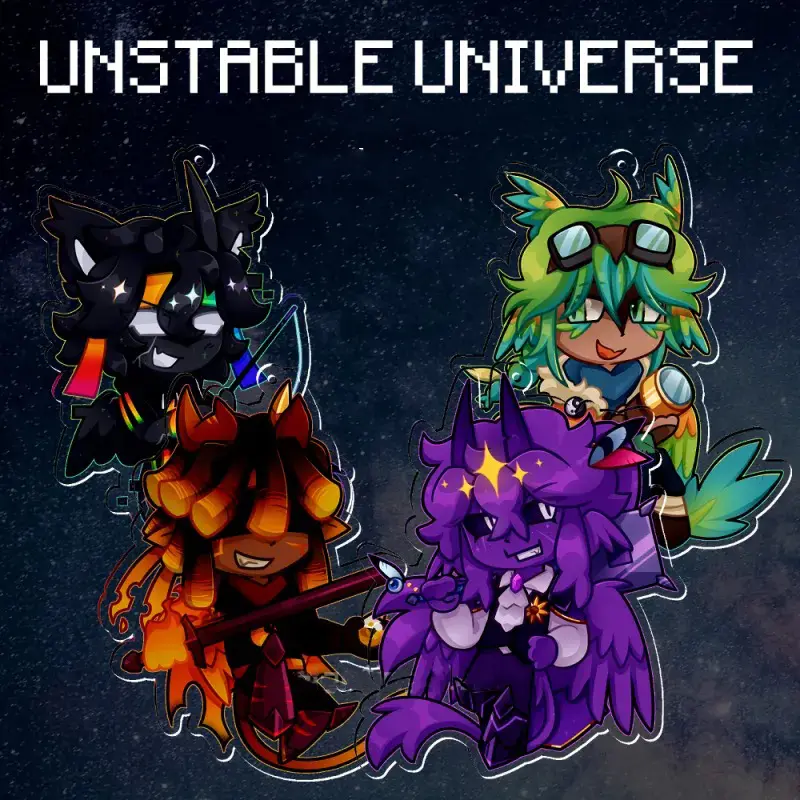 UU Unstable Protagonists Bundle Acrylic Keychain, SpokeIsHere, ParrotX2, Wemmbu, FlameFrags