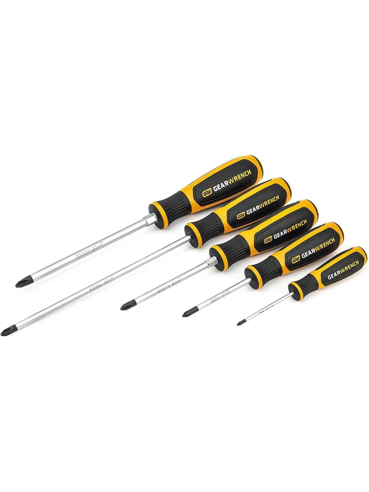 GearWrench 5-Piece Phillips Screwdriver Set - Dual Material Tri-Lobe Ergo Grip, Laser Etch Blades, Non-Slip Grip, Low Torque, Secure Fastener Fit, 1.9 lbs Hand Tool for Home, Workshop Use