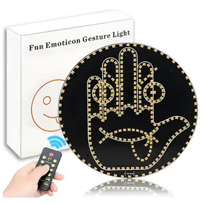 Emotion Glow Hand Gesture Light for Car Window Road Rage LED Sign with 14 Modes Remote Control Funny Car Gadgets Accessories for Men Women Car Show Prizes for Truck Drivers windshield eye sign display programmable car  accessories  girls