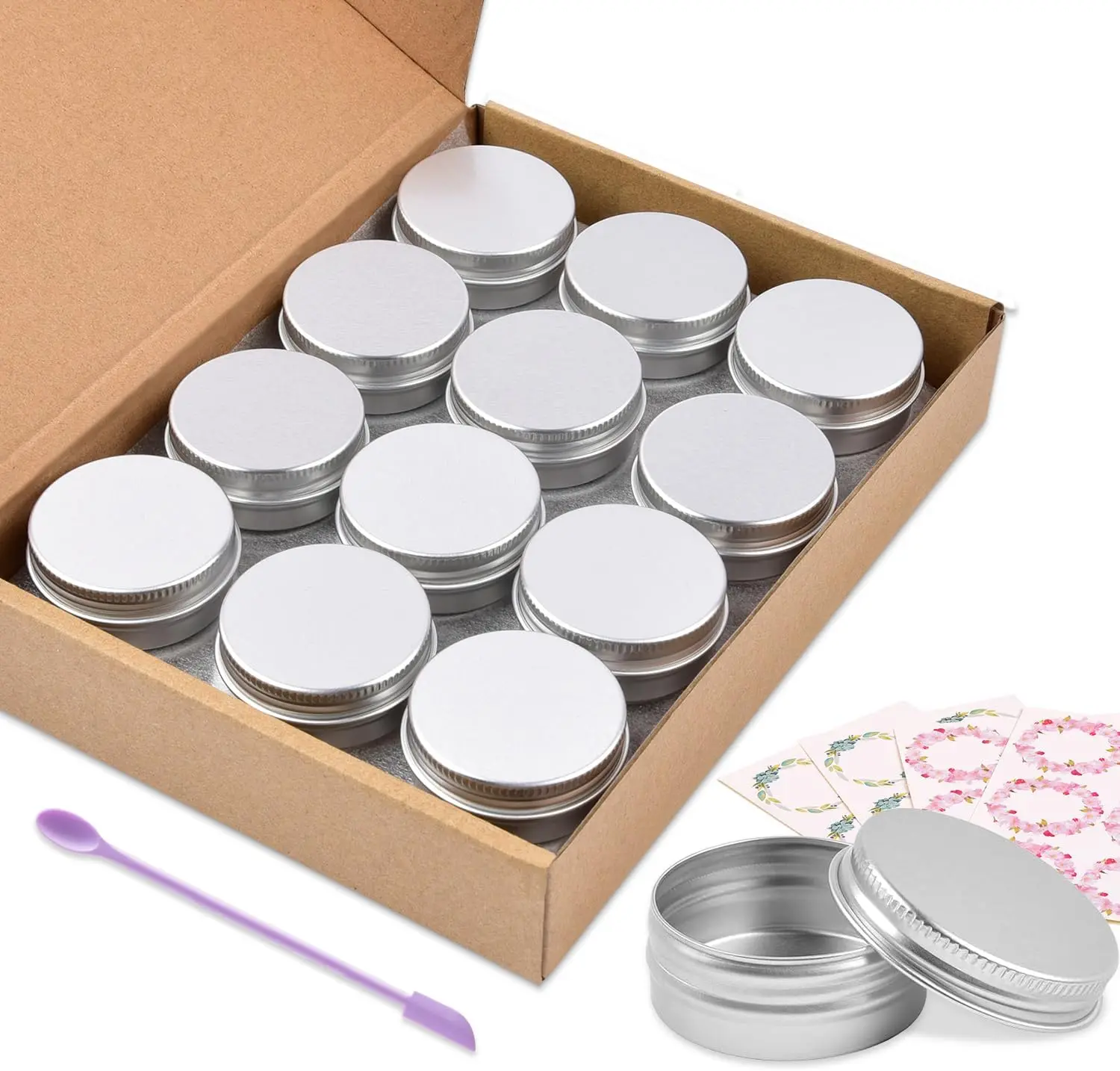 Aluminum Tin Cans, 24PCS 1/2 Oz Metal round Tins Containers Screw Lid Small Emp Sopito