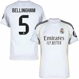 Real Madrid Team Bellingham #5 2025/26 Champions League Home Stadium Soccer Jersey