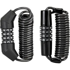 Motorcycle For Bike Helmet Lock-4 Digit Cable Lock, Retractable Luggage For Stroller Lock, Black, 2Pcs