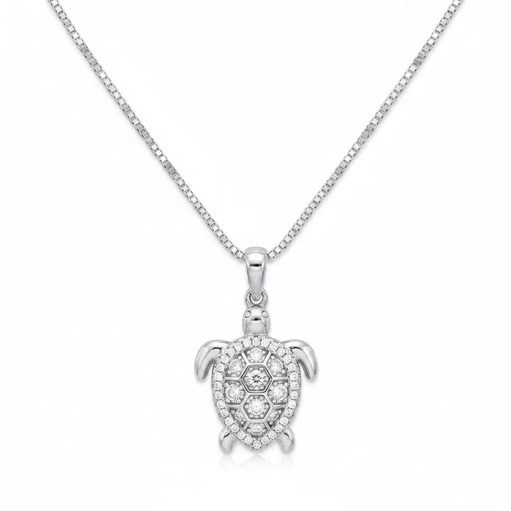 VVS Grade 0.5 Carat Moissanite Turtle Pendant, 925 Sterling Silver or Gold Vermeil Artificial Gemstone Jewelry