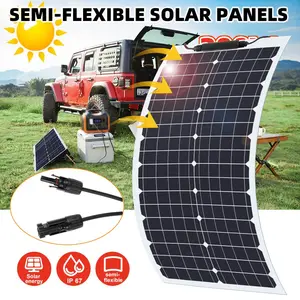 35W Semi-Flexible Monocrystalline Solar Panel, 18V 1.9A, 45° Bendable, 21% Efficiency, Lightweight Solar Panel with MC4 Waterproof Connectors