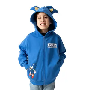 Sonic The Hedgehog Hoodie Boy's 3D Ears and Quills Character Zip Up Sweatshirt