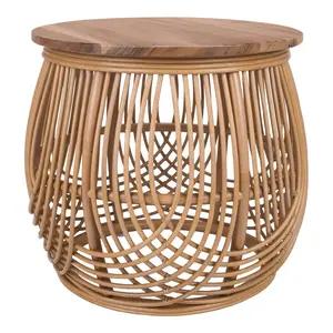 Pacific Direct 3100006-HO Arlo Rattan Side & End Table with Wood Top